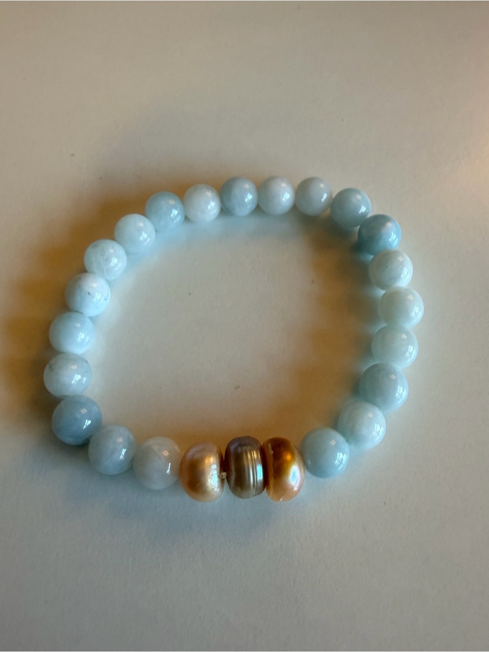 Freshwater pearl and stone stretch beaded bracelet - vintage from Hawaii